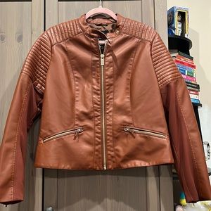 New York & Co Brown Leather Jacket Size Large